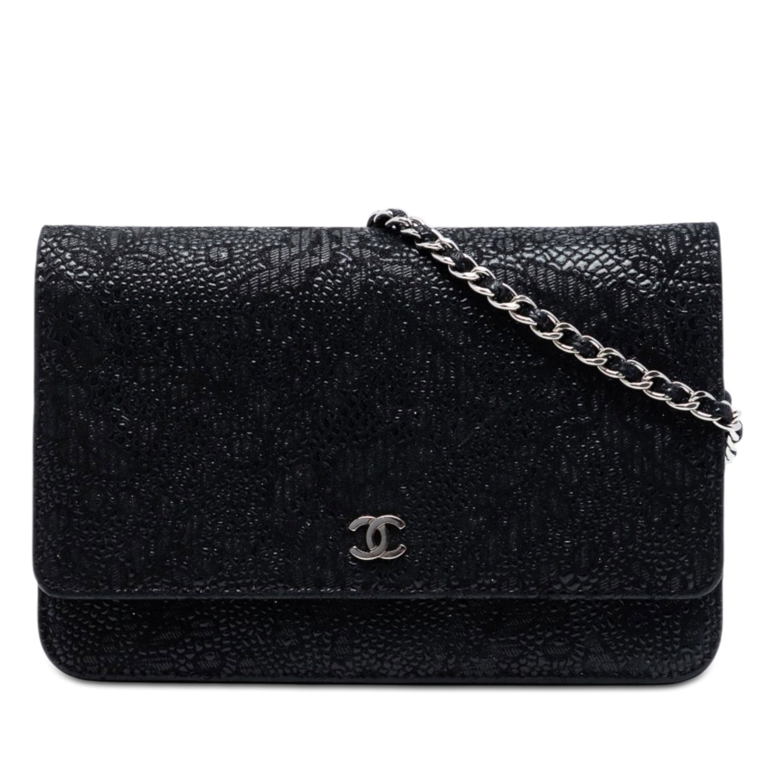 Chanel CC Lace Overlay WOC Black Goatskin Crossbody Bag (1 of 6)