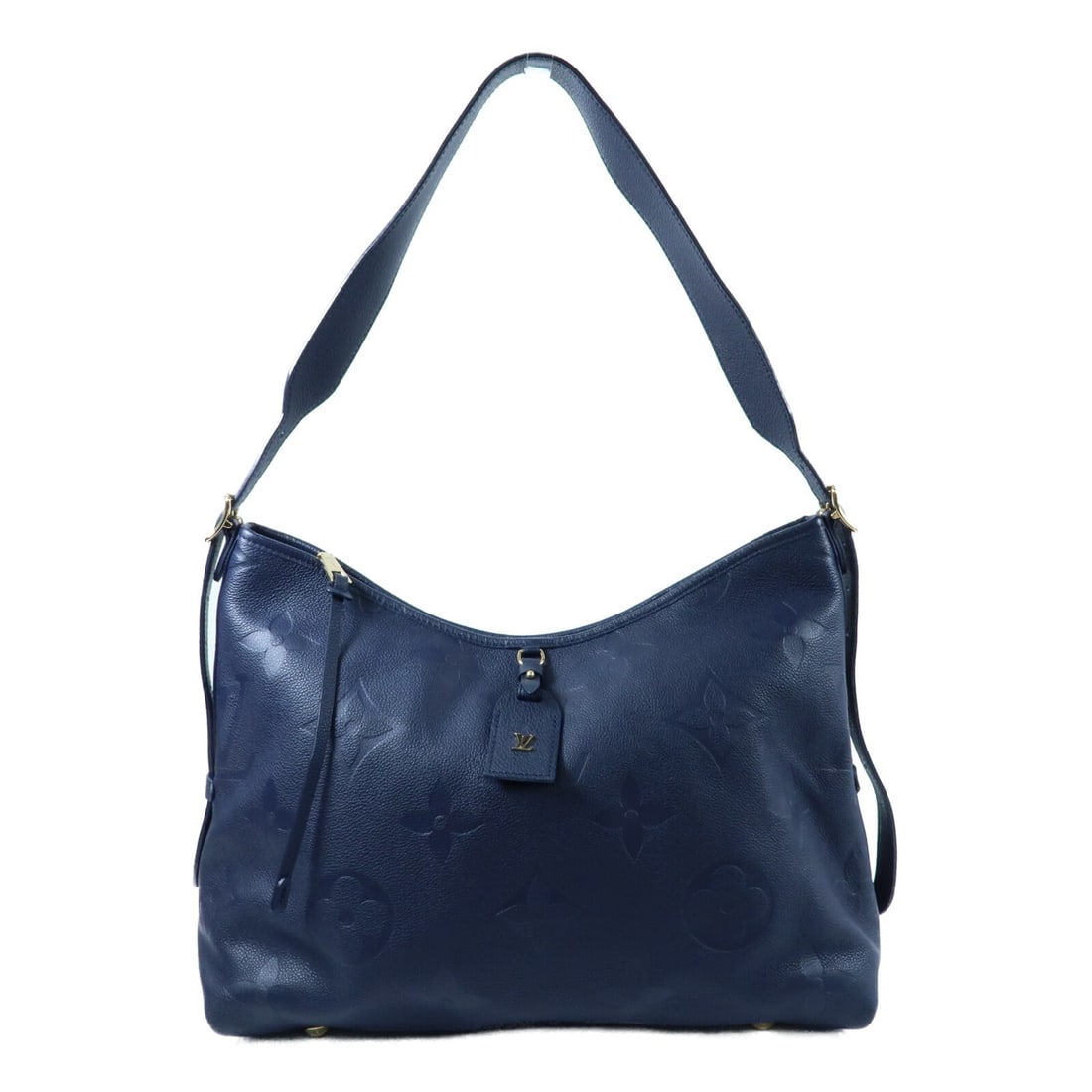 Louis Vuitton CarryAll MM Monogram Empreinte Navy Shoulder Bag GHW: Louis Vuitton CarryAll MM Monogram Empreinte Navy Shoulder Bag GHW This Louis Vuitton CarryAll MM shoulder bag features the iconic Monogram Empreinte design in navy calfskin leather. Crafted in France