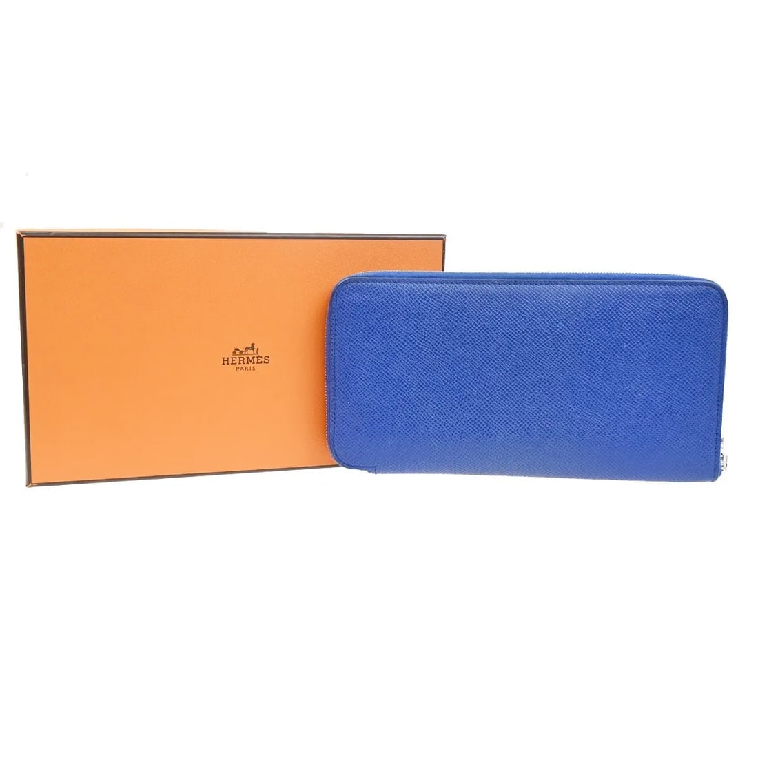 Hermes Azap Silk'in Blue Epsom Leather Zip Wallet: Hermes Azap Silk'in Blue Epsom Leather Zip Wallet This Hermes Azap Zip Around Wallet features blue Epsom leather and a zip-around closure. Designed for women, it is crafted in France and offers a spac