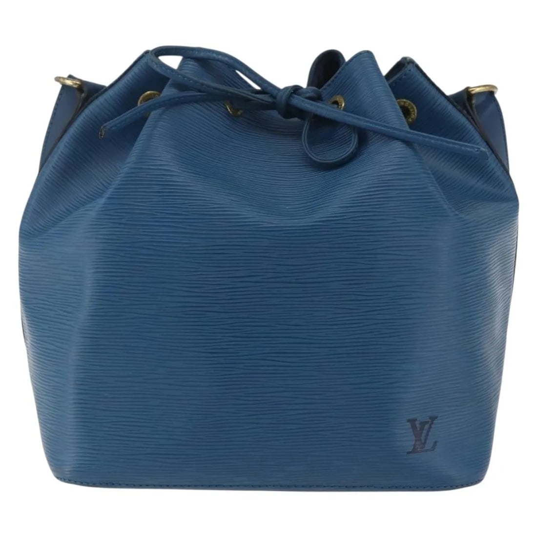 Louis Vuitton Petit Noe blue Epi leather handbag: Louis Vuitton Petit Noe blue Epi leather handbag This Louis Vuitton Petit Noe handbag in blue Epi leather is designed for women. It features a shoulder strap and metal fittings. The handbag displays s