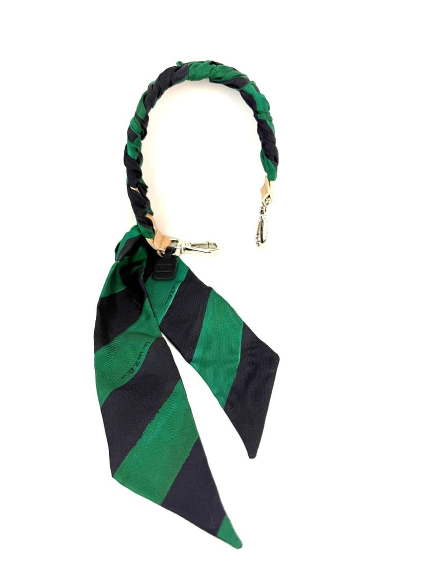 Fendi Green Black Striped Silk Calfskin Bag with Strap (1 of 15)