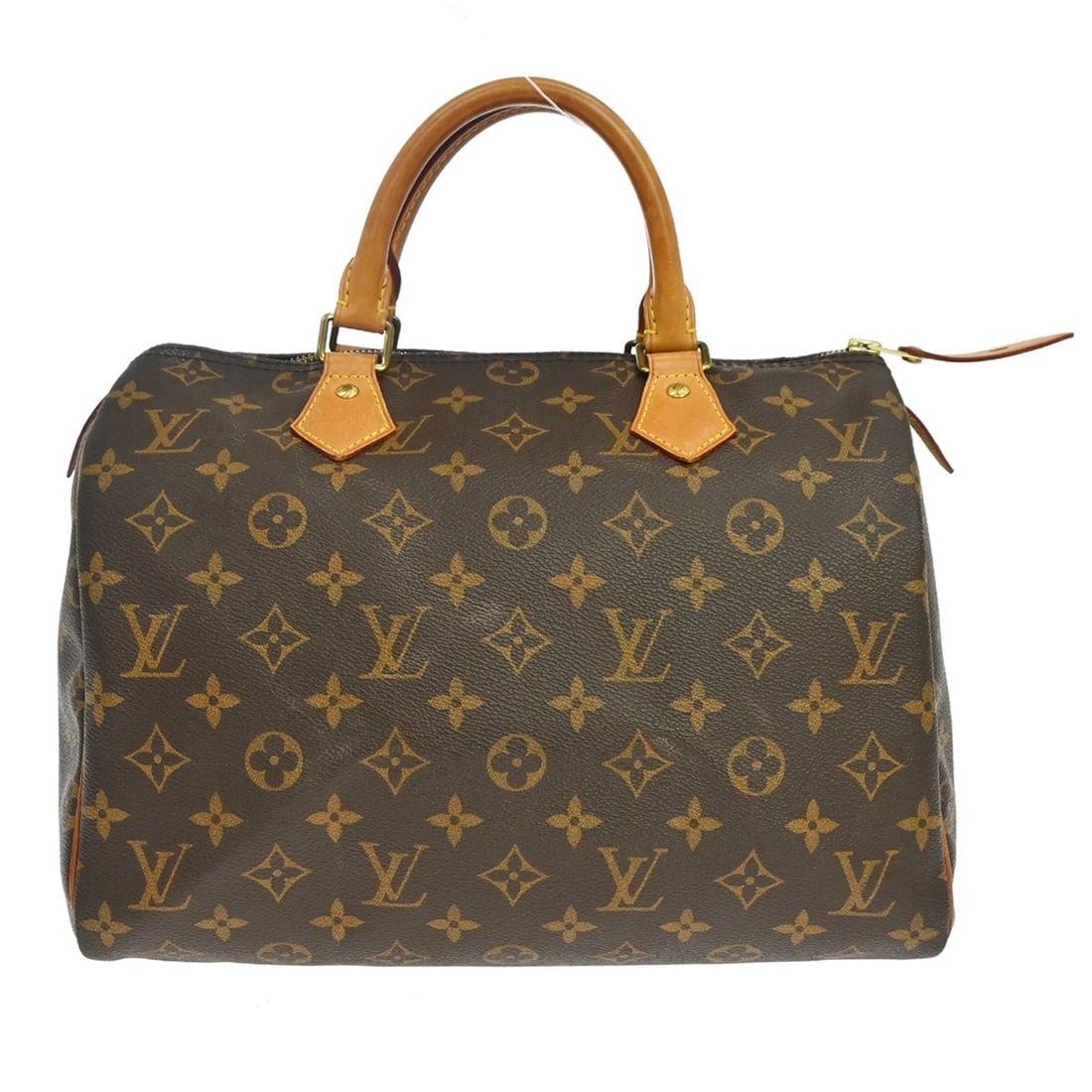 Louis Vuitton Speedy 30 Monogram Canvas Satchel M41526 France: Louis Vuitton Speedy 30 Monogram Canvas Satchel M41526 France Vintage Louis Vuitton Speedy 30 handbag in brown monogram canvas with leather double handles and a zip closure. This satchel/top handle ba