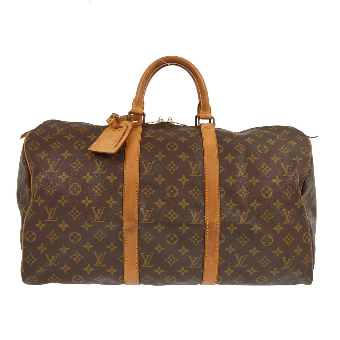 Louis Vuitton Keepall Travel Bag Monogram Canvas Brown: Louis Vuitton Keepall Travel Bag Monogram Canvas Brown Louis Vuitton Keepall in brown monogram canvas. This unisex bag is presented in fair condition with visible wear, including scuffs, scratches, cr