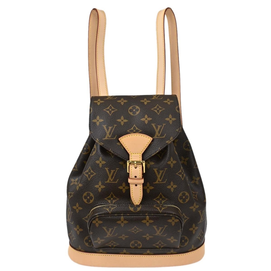 Louis Vuitton Montsouris MM Monogram Canvas Backpack M51136: Louis Vuitton Montsouris MM Monogram Canvas Backpack M51136 Louis Vuitton Montsouris MM backpack in brown Monogram canvas with leather trim. This unisex backpack features a buckle and drawstring closu