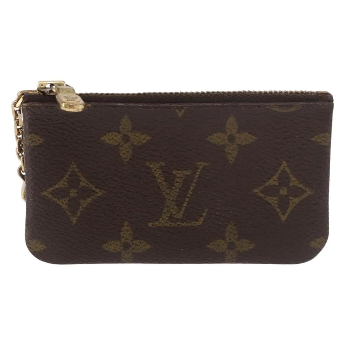 Louis Vuitton Pochette Cles Monogram Canvas Pouch Brown: Louis Vuitton Pochette Cles Monogram Canvas Pouch Brown Louis Vuitton Pochette Cles in brown monogram canvas. This unisex accessory is made in France and shows overall worn, fair condition with light 