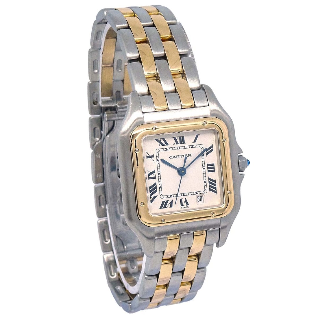 Cartier Panthere MM 2-Row Ref.183949 Ladies Quartz Wristwatch 18KYG SS: Cartier Panthere MM 2-Row Ref.183949 Ladies Quartz Wristwatch 18KYG SS Cartier Panthere MM 2-Row reference 183949 quartz wristwatch with a classic two-tone design in stainless steel and 18K yellow gol