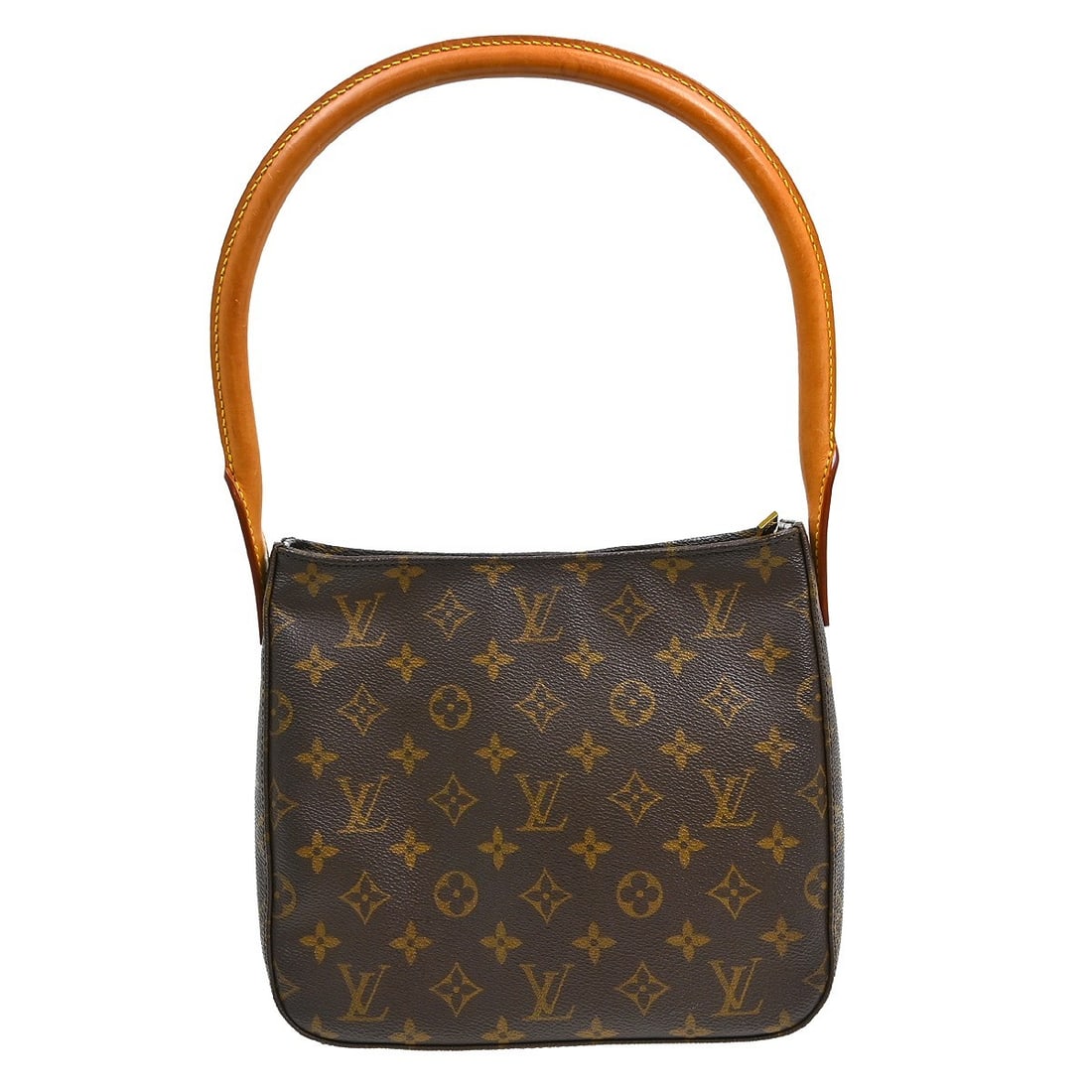 Louis Vuitton Mini Looping Monogram Canvas Top Handle Bag M51146: Louis Vuitton Mini Looping Monogram Canvas Top Handle Bag M51146 Vintage Louis Vuitton Looping MM handbag in brown monogram canvas and leather. This women's top-handle bag features a magnetic closure,
