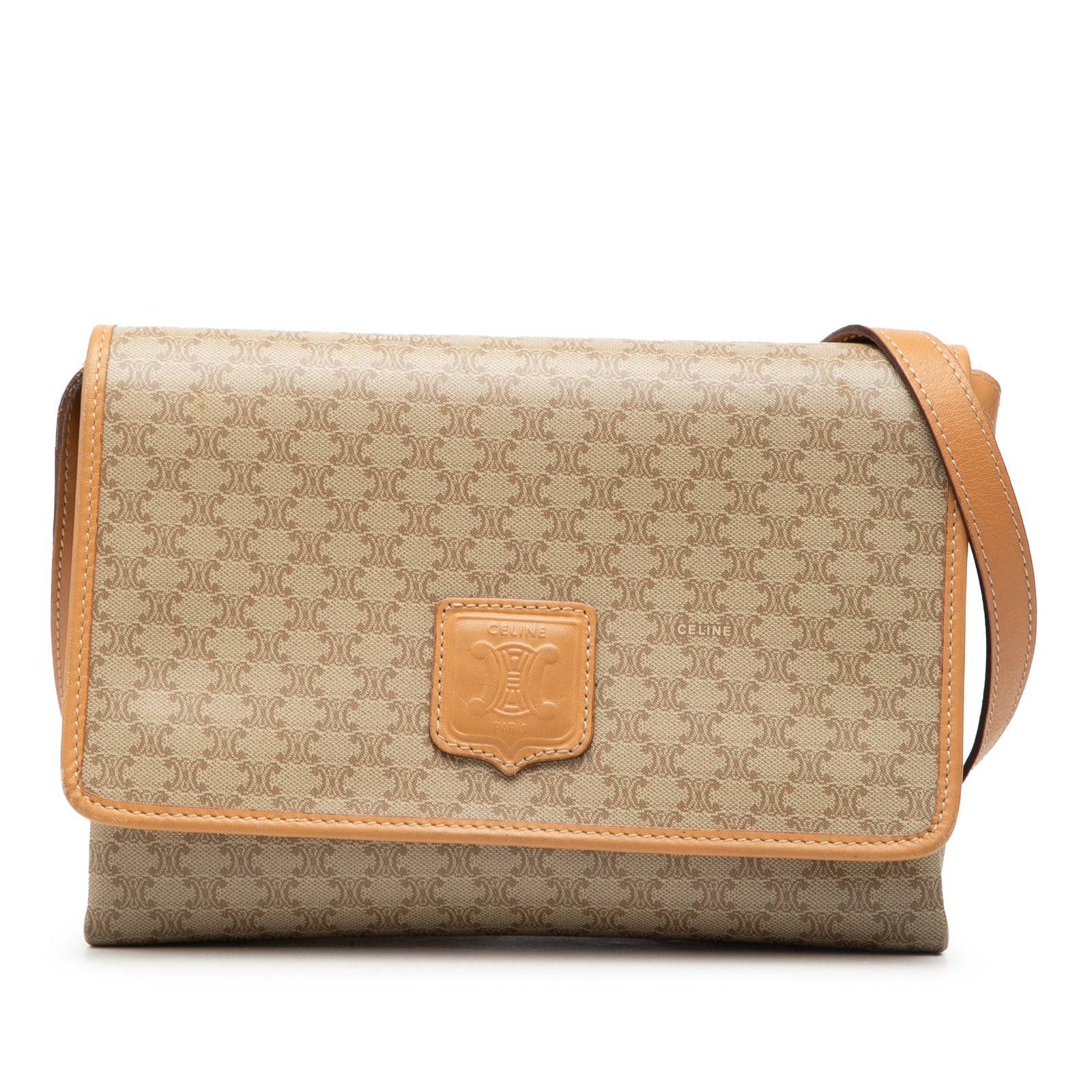 Celine Macadam Beige Coated Canvas Crossbody Bag with Leather Trim (1 of 7)