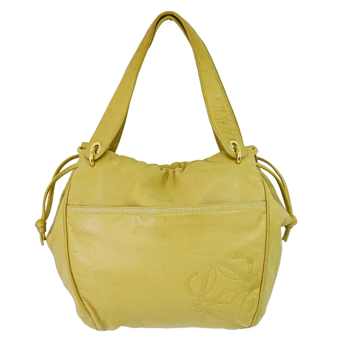 Loewe Anagram leather tote bag beige 18cm x 23cm x 7cm: Loewe Anagram leather tote bag beige 18cm x 23cm x 7cm This Loewe Anagram Tote is crafted from beige leather and designed for unisex use. Made in Spain, the tote features the brand's signature style a