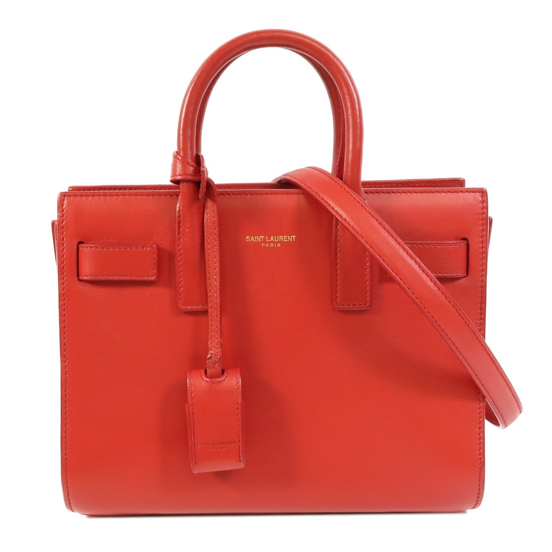 Saint Laurent Sac De Jour Nano Red Calfskin Shoulder Bag: Saint Laurent Sac De Jour Nano Red Calfskin Shoulder Bag This SAINT LAURENT Sac De Jour Nano is a stylish 2-way shoulder bag crafted from luxurious red calfskin leather. Designed for versatility and e