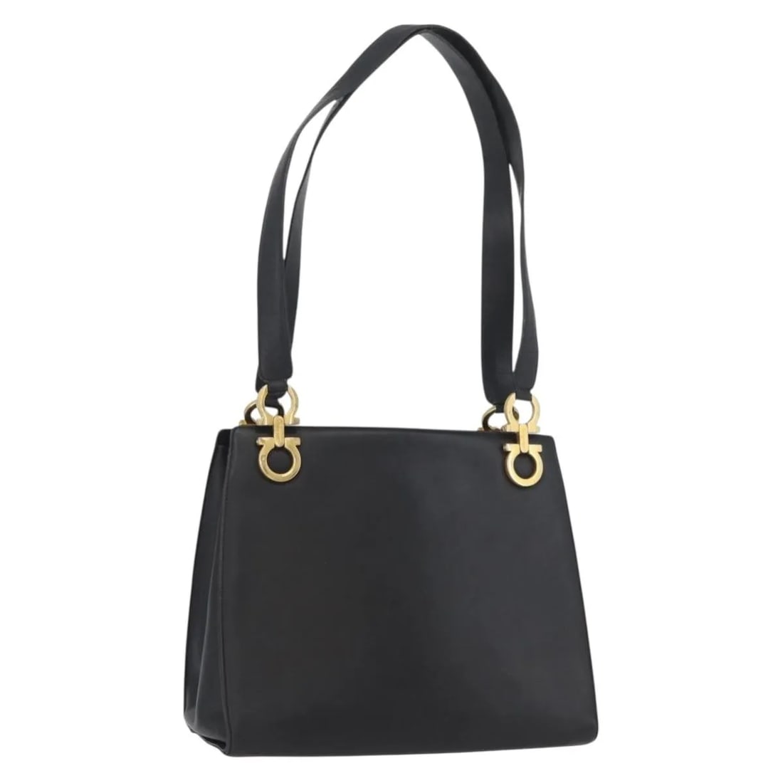 Salvatore Ferragamo Gancini Leather Tote Bag Black Italy: Salvatore Ferragamo Gancini Leather Tote Bag Black Italy Salvatore Ferragamo Gancini Tote in black leather. This unisex bag is made in Italy and presents in good vintage condition with honest wear. No