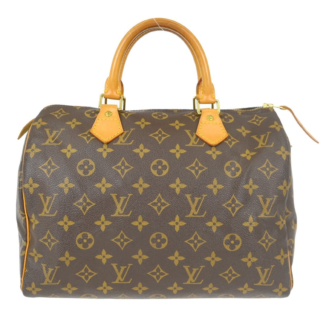 Louis Vuitton Speedy 30 Monogram Canvas Satchel M41526 France: Louis Vuitton Speedy 30 Monogram Canvas Satchel M41526 France Vintage Louis Vuitton Speedy 30 handbag in Monogram canvas with leather double handles and a zip closure. This satchel-style bag features 