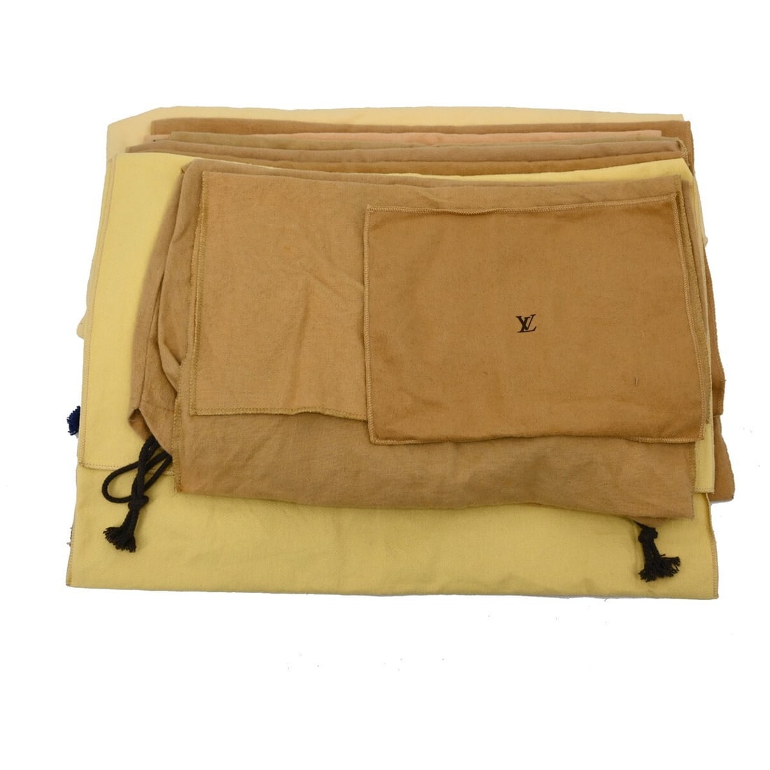 Set of 10 Louis Vuitton cotton dust bags in brown beige: Set of 10 Louis Vuitton cotton dust bags in brown beige Set of 10 authentic Louis Vuitton dust bags in brown and beige cotton. These unisex dustbags show overall signs of use with reasonable wear and 