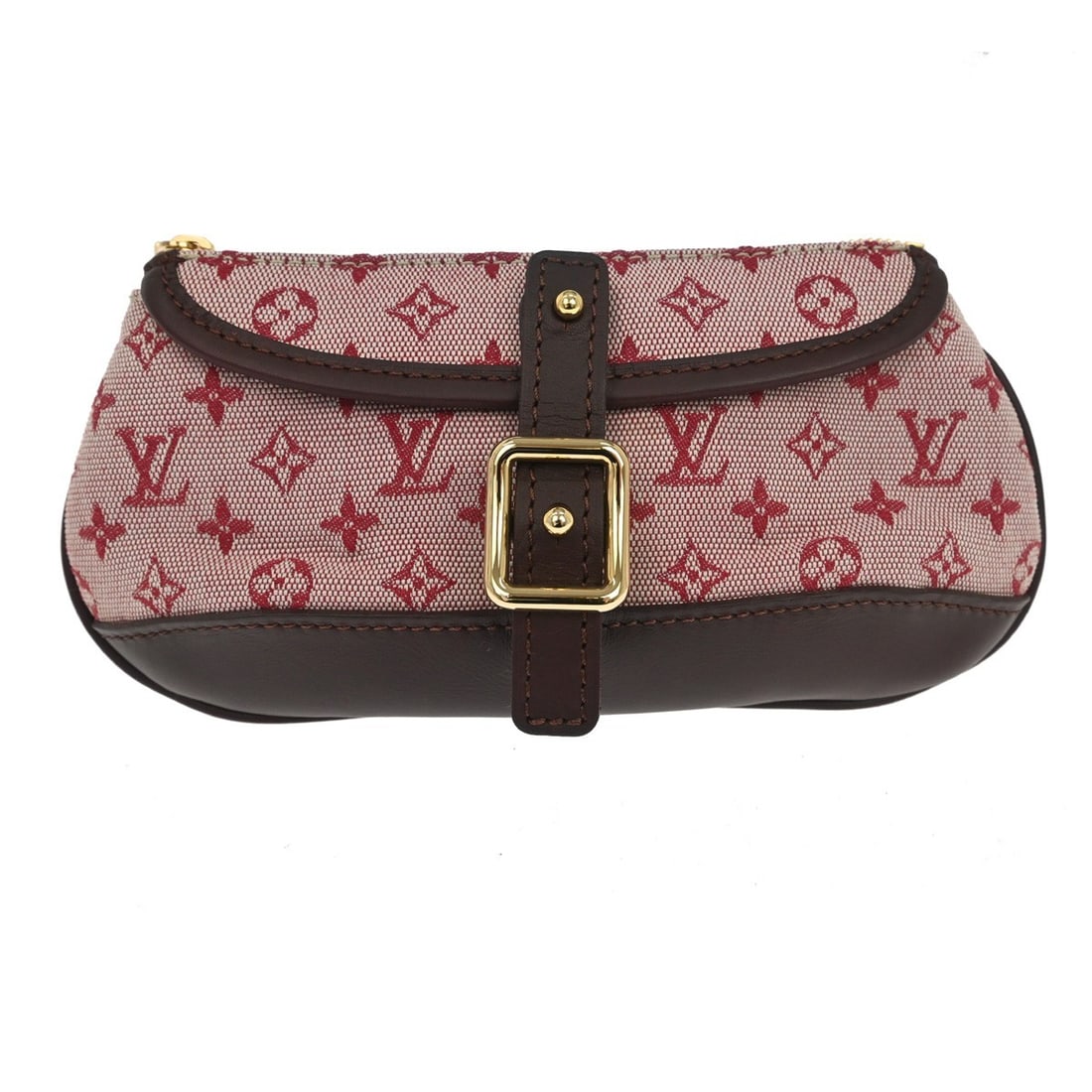 Louis Vuitton Mini Anne Sophie Red Monogram Canvas Pouch M92696: Louis Vuitton Mini Anne Sophie Red Monogram Canvas Pouch M92696 Vintage Louis Vuitton Mini Anne Sophie pouch in cherry red Monogram Mini Lucille canvas with leather trim and double handles. This zip-t