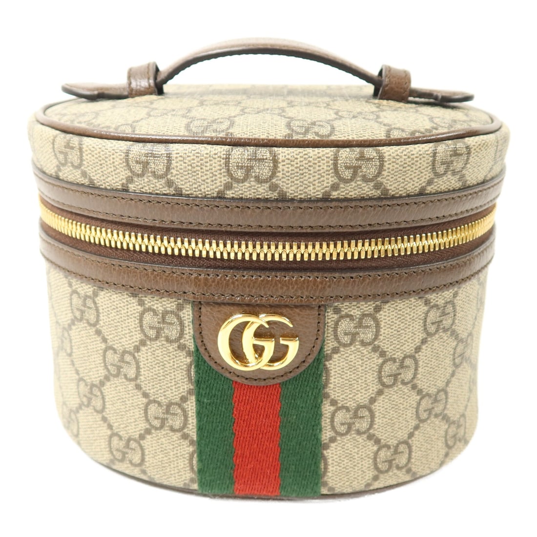Gucci Ophidia GG Supreme brown PVC coated canvas vanity handbag: Gucci Ophidia GG Supreme brown PVC coated canvas vanity handbag This Gucci Ophidia GG-Supreme Vanity Case Handbag is crafted from durable brown PVC coated canvas. Featuring the iconic GG pattern, it i