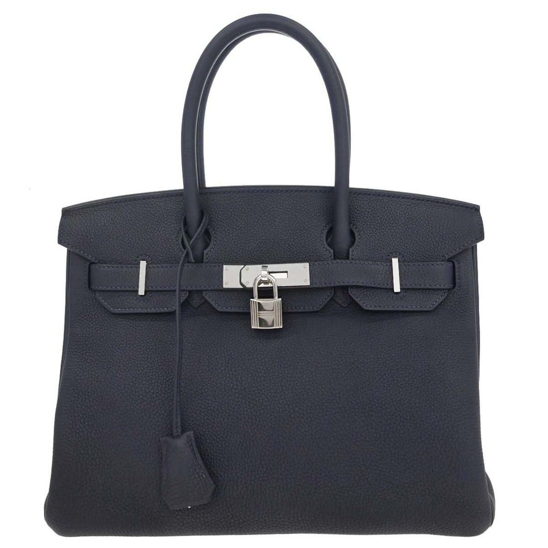 Hermes Birkin 30 Blue Nuit Togo Leather Handbag: Hermes Birkin 30 Blue Nuit Togo Leather Handbag Hermes Birkin 30 handbag in Blue Nuit Togo leather with double handles, leather lining, and lock accent. Made in France, this medium-size bag features o