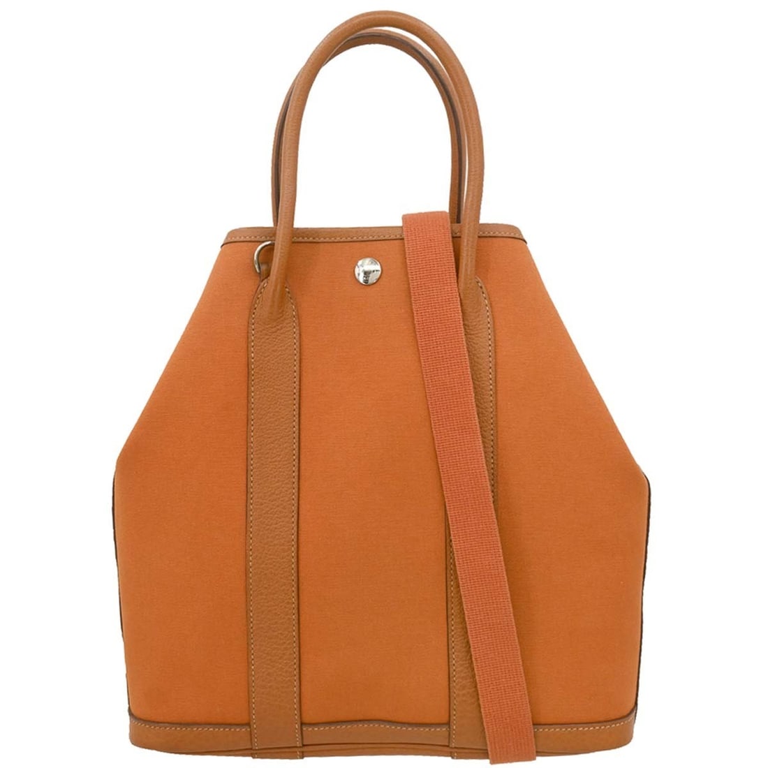 Hermes Garden File PM 2way Orange Toile Officier Buffalo Tote: Hermes Garden File PM 2way Orange Toile Officier Buffalo Tote Hermes Garden File PM 2way tote bag in orange Toile Officier with brown Buffalo leather trim. This medium women's tote features double han