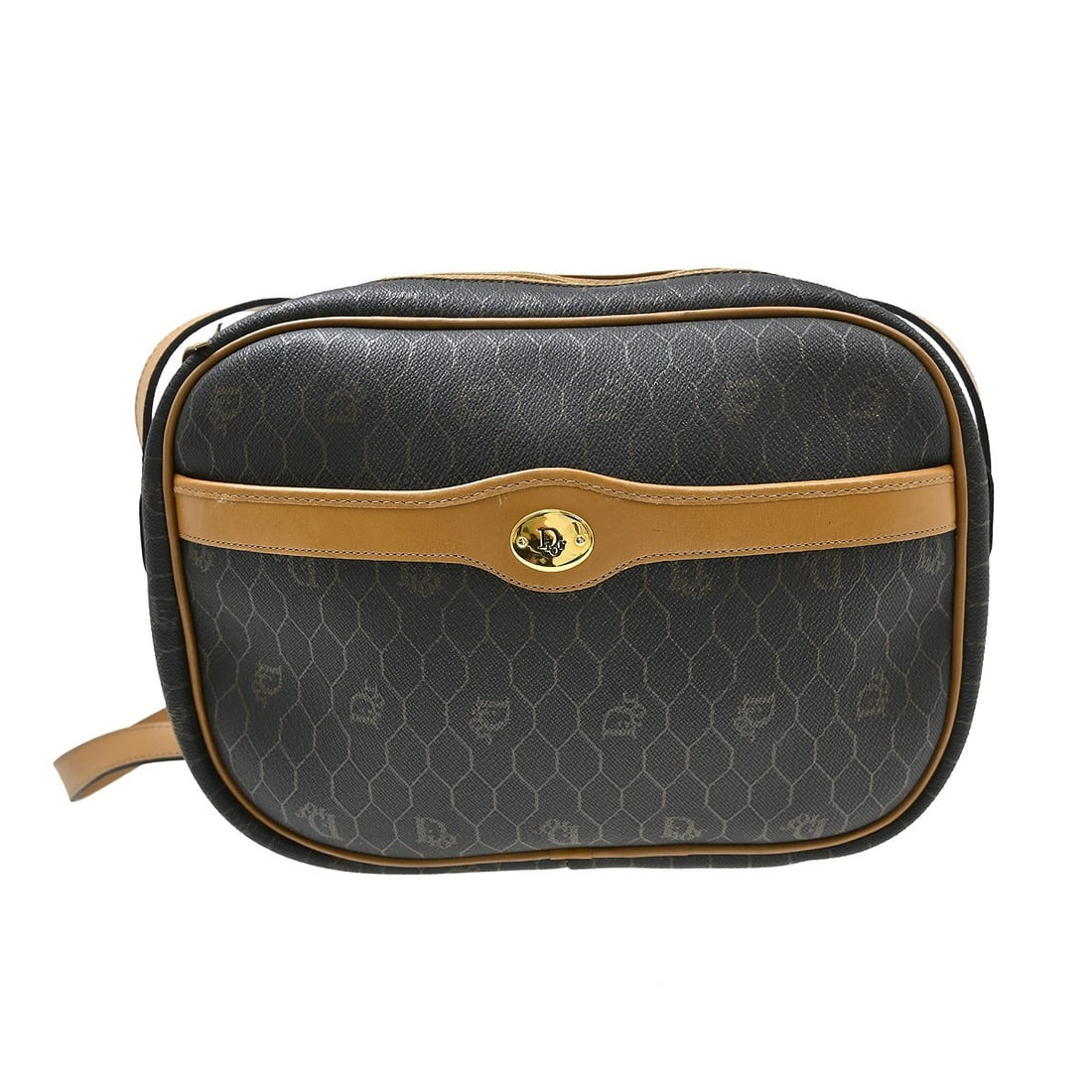 Dior Honeycomb PVC Leather Shoulder Bag in Black: Dior Honeycomb PVC Leather Shoulder Bag in Black Christian Dior honeycomb shoulder bag in black PVC and leather with logo accents. This medium shoulder bag is made in France and features one exterior 