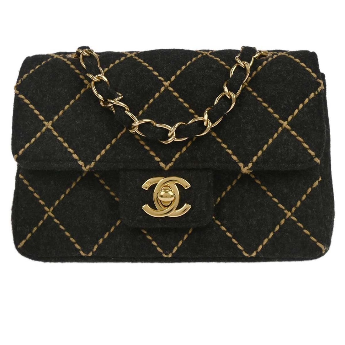 CHANEL Classic Flap Mini Square Wool Shoulder Bag Gray (1 of 11)
