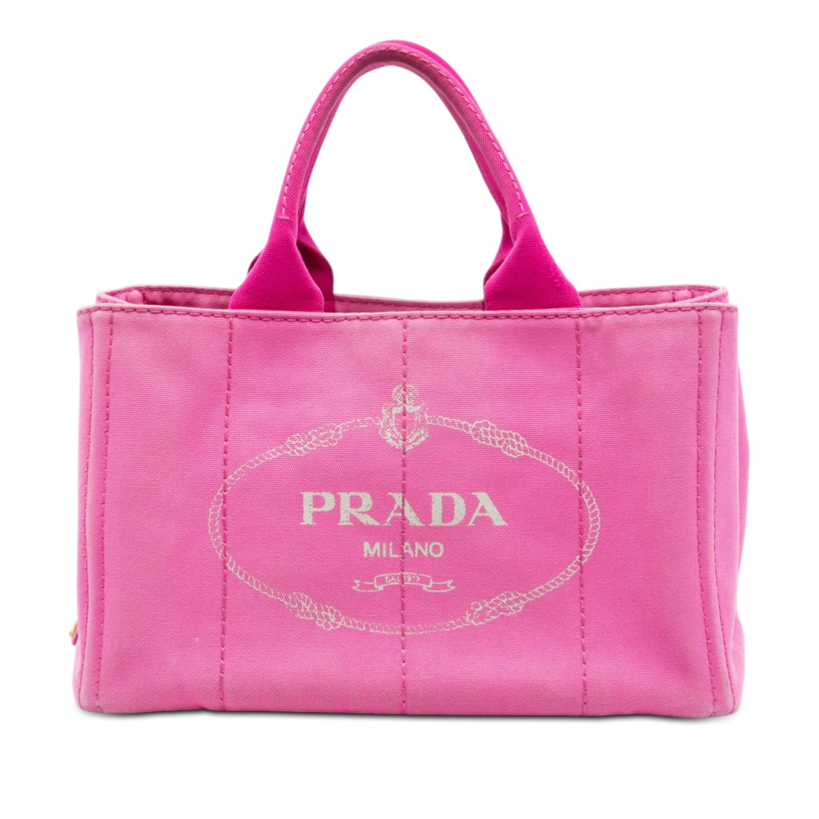 Prada Canapa Logo Pink Canvas Satchel Bag (1 of 6)