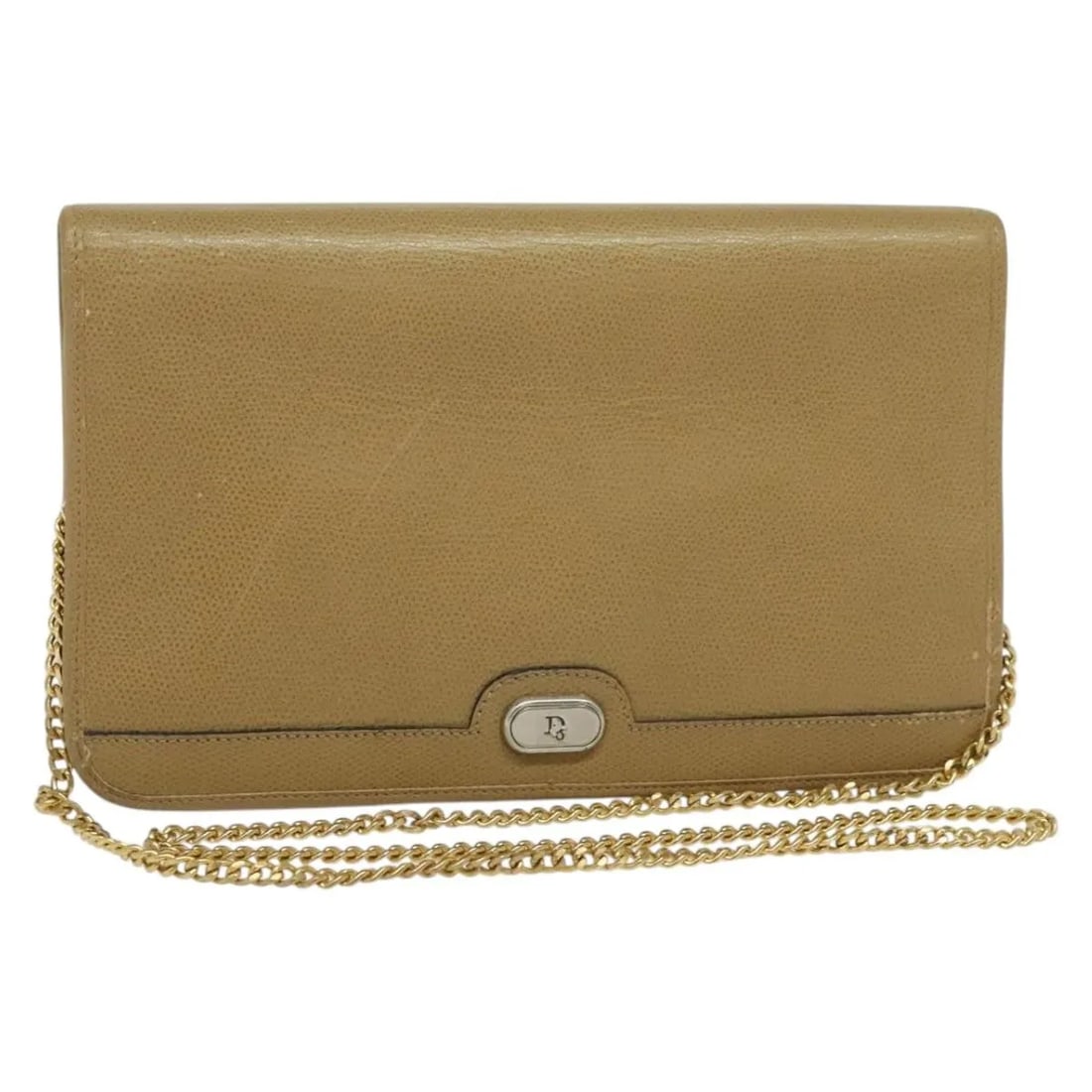 Christian Dior Vintage Chain Flap Shoulder Bag Beige Leather: Christian Dior Vintage Chain Flap Shoulder Bag Beige Leather This Christian Dior vintage chain flap shoulder bag features beige leather construction with a classic flap design. The bag is designed for