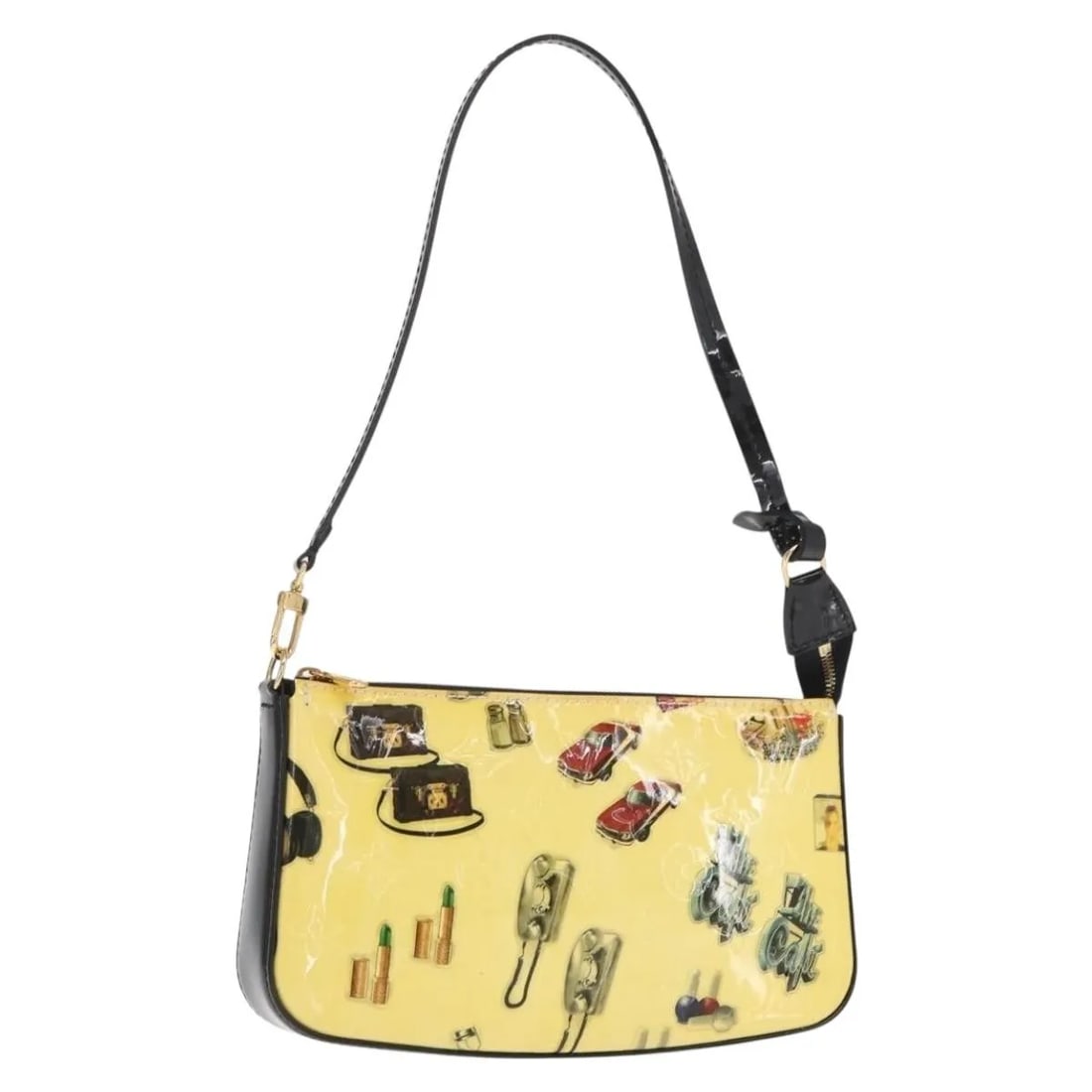 Louis Vuitton Limited Edition Monogram Vernis Yellow Pochette Accessoires NM: Louis Vuitton Limited Edition Monogram Vernis Yellow Pochette Accessoires NM This Louis Vuitton Pochette Accessoires NM is a limited edition piece featuring the Monogram Vernis in yellow patent leathe