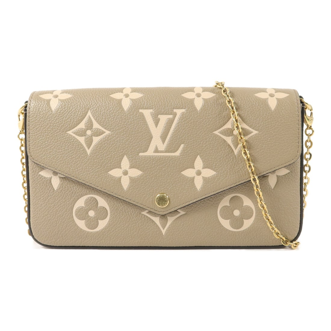 Louis Vuitton Pochette Felicie Shoulder Bag Beige Calfskin M69977: Louis Vuitton Pochette Felicie Shoulder Bag Beige Calfskin M69977 Louis Vuitton Pochette Felicie shoulder bag in beige Monogram Empreinte calfskin. This women's bag is made in France and is described 