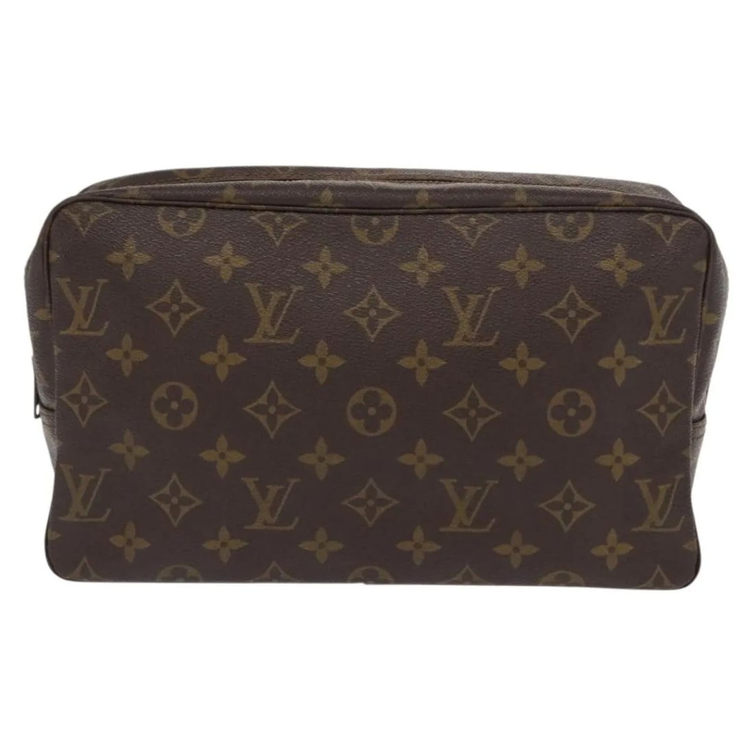 Monogram Canvas Trousse Toilette Cosmetic Pouch by Louis Vuitton: Monogram Canvas Trousse Toilette Cosmetic Pouch by Louis Vuitton This Louis Vuitton Trousse Toilette clutch bag features the iconic monogram canvas in brown. Designed for women, it is crafted from dur