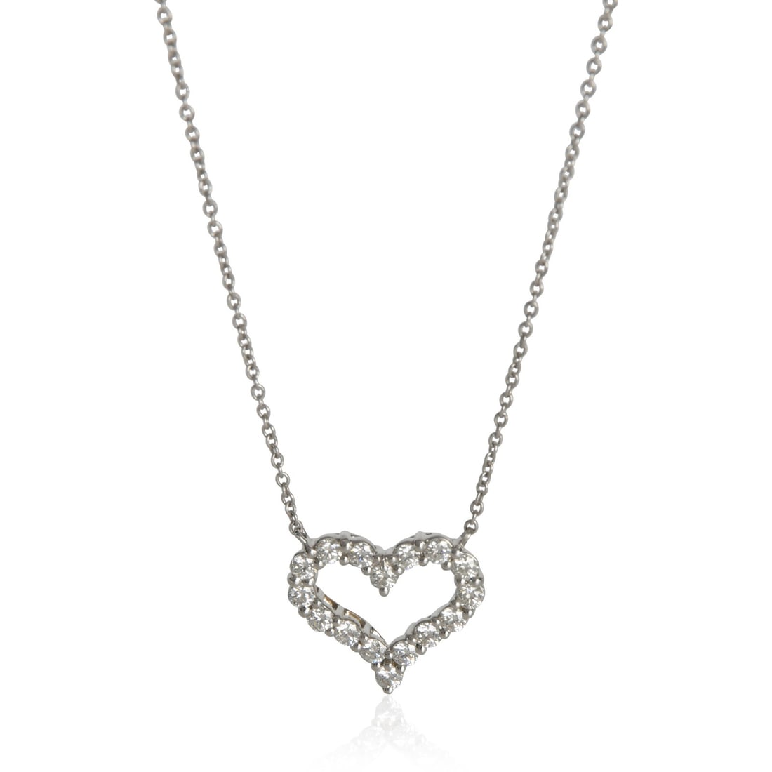 Heart Collection Platinum Diamond Pendant Necklace by Tiffany with Box and Papers: Heart Collection Platinum Diamond Pendant Necklace by Tiffany with Box and Papers This Tiffany & Co. pendant features a heart-shaped design crafted in platinum and adorned with round brilliant diamond