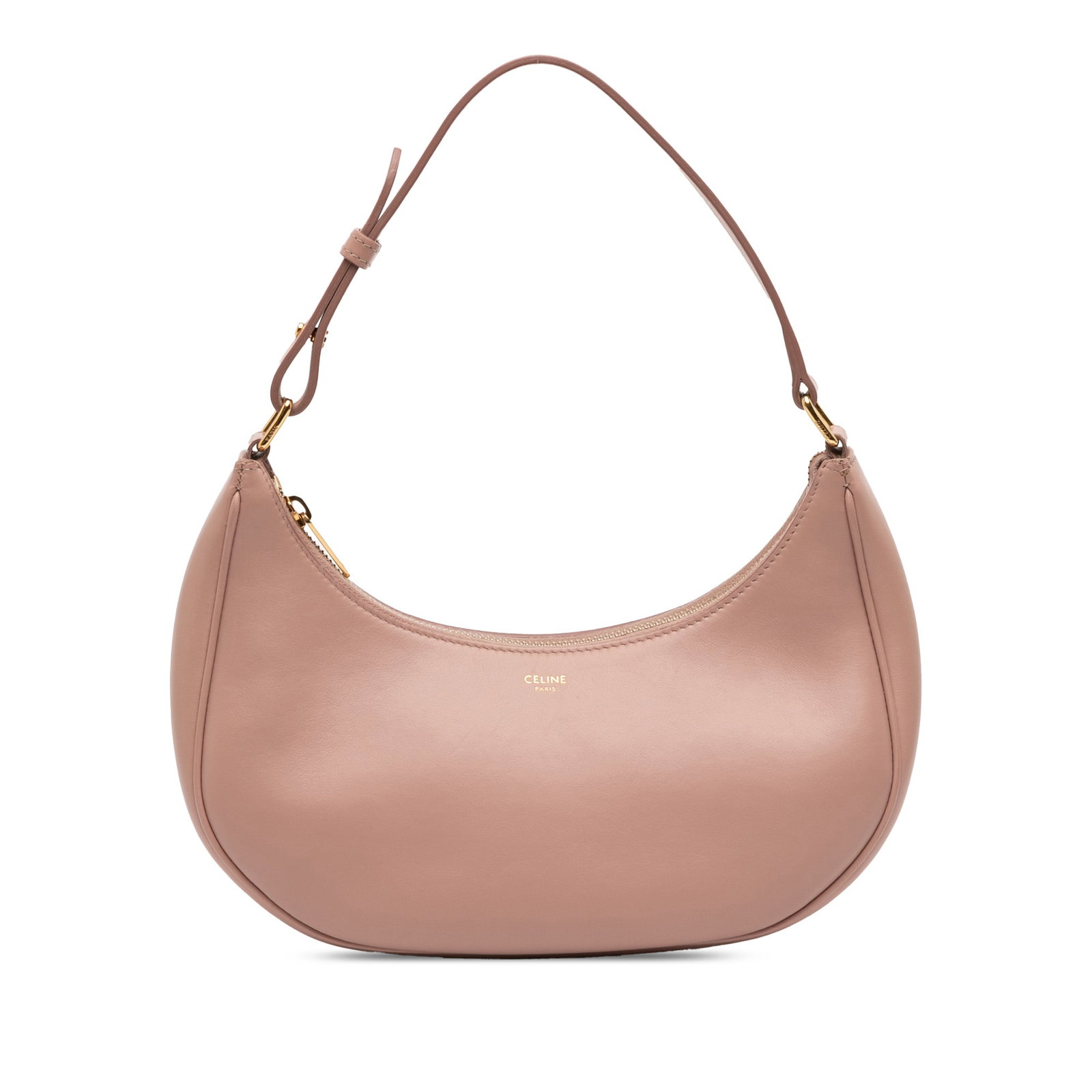 Celine Ava Pink Medium Calfskin Leather Shoulder Bag: Celine Ava Pink Medium Calfskin Leather Shoulder Bag This Celine Medium Smooth Calfskin Ava Shoulder Bag features a sleek pink calf leather body, a flat leather strap, a top zip closure, and an interi