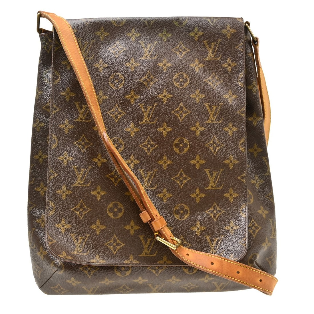 Louis Vuitton Musette Monogram Canvas Shoulder Bag M51256: Louis Vuitton Musette Monogram Canvas Shoulder Bag M51256 Vintage Louis Vuitton Musette shoulder bag in brown Monogram canvas with leather strap and canvas lining. This medium zip-closure bag shows vi