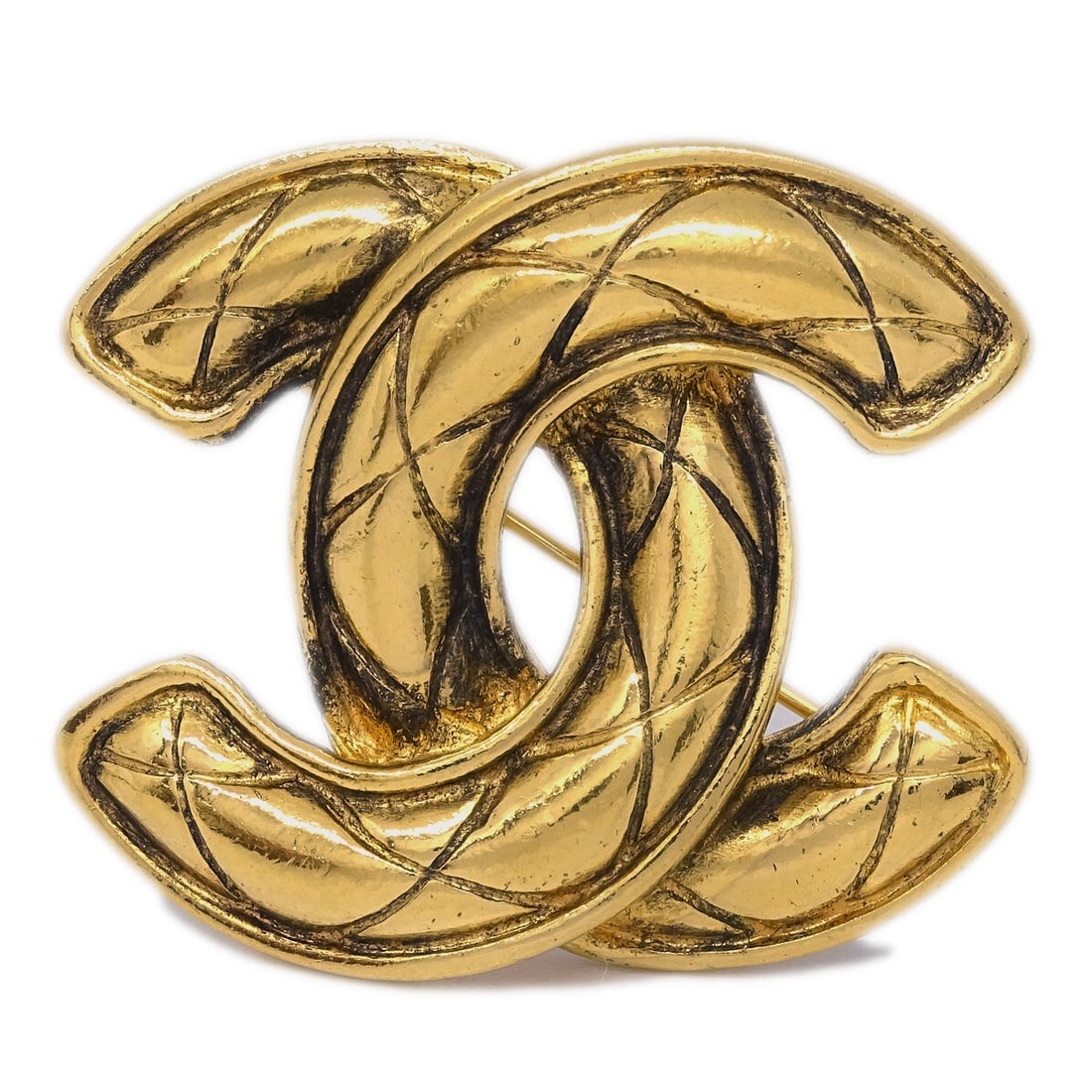 CHANEL 1153 Gold Plated Clover CC Brooch (1 of 4)