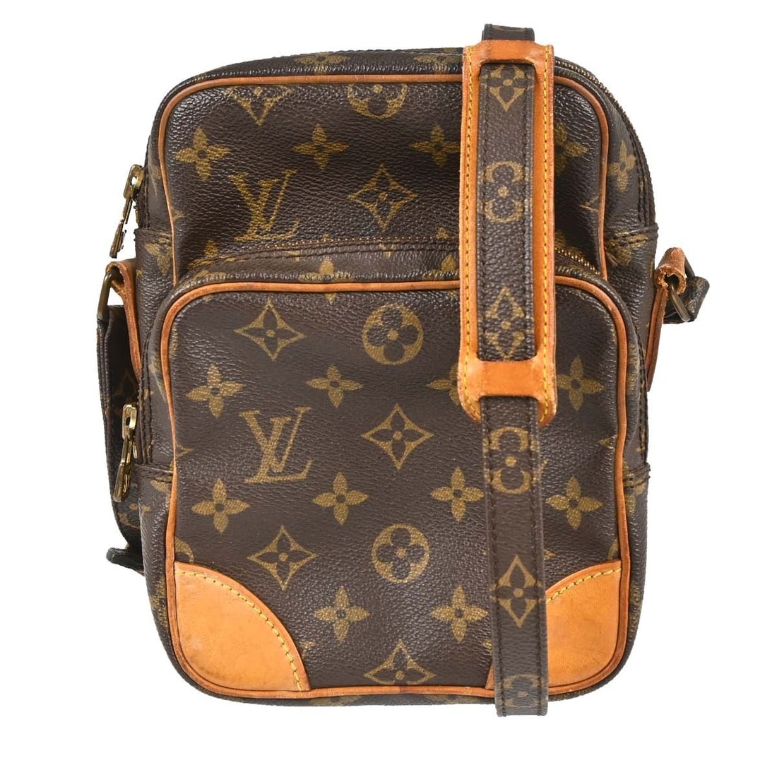 Louis Vuitton Amazone Monogram Crossbody Bag M45236 Brown: Louis Vuitton Amazone Monogram Crossbody Bag M45236 Brown Vintage Louis Vuitton Amazon crossbody shoulder bag in brown Monogram canvas and leather. This medium unisex bag features a zip closure, brown