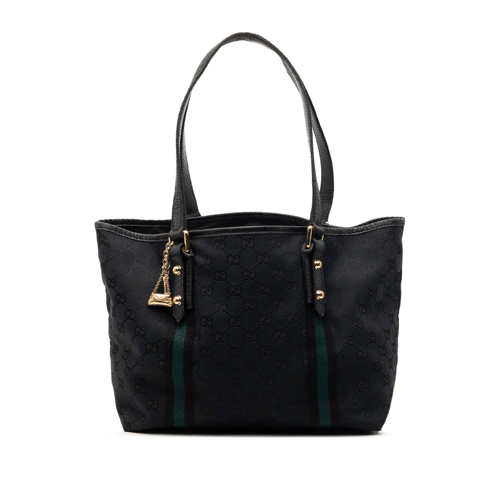 Gucci black GG Canvas Jolicoeur tote bag: Gucci black GG Canvas Jolicoeur tote bag This Gucci GG Canvas Jolicoeur Tote features a durable canvas body with leather trim and flat leather straps. The open top design provides easy access to the i
