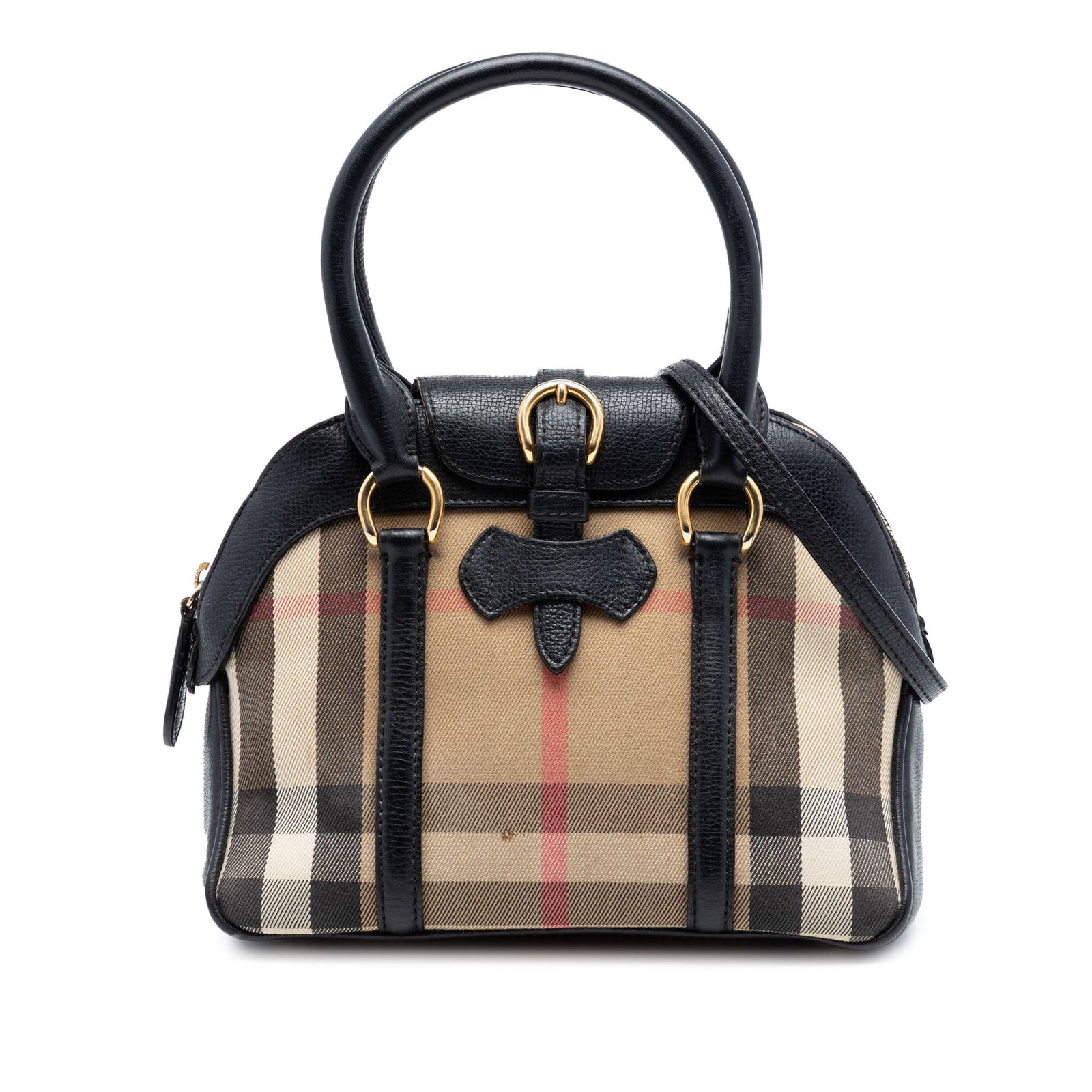 Burberry Milverton House Check Canvas Satchel: Burberry Milverton House Check Canvas Satchel This Burberry Small House Check Canvas Milverton Satchel features a canvas body with leather trim, rolled leather handles, and a detachable, adjustable fl