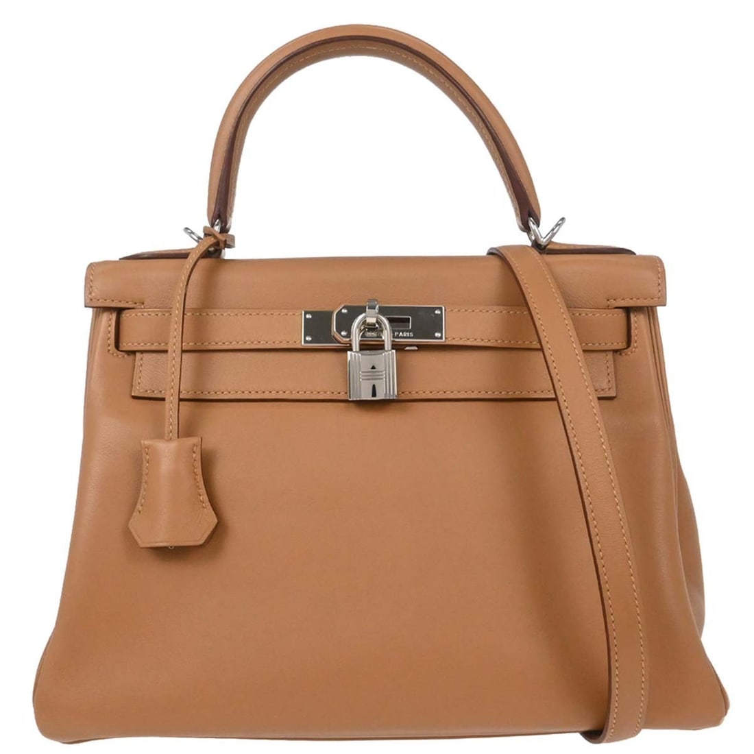 Hermes Kelly 28 Retourne Swift Leather 2way Satchel Biscuit: Hermes Kelly 28 Retourne Swift Leather 2way Satchel Biscuit Hermes Kelly 28 Retourne 2-way handbag in Biscuit Swift leather. This women's satchel features a top handle, turn-lock closure, and a remova