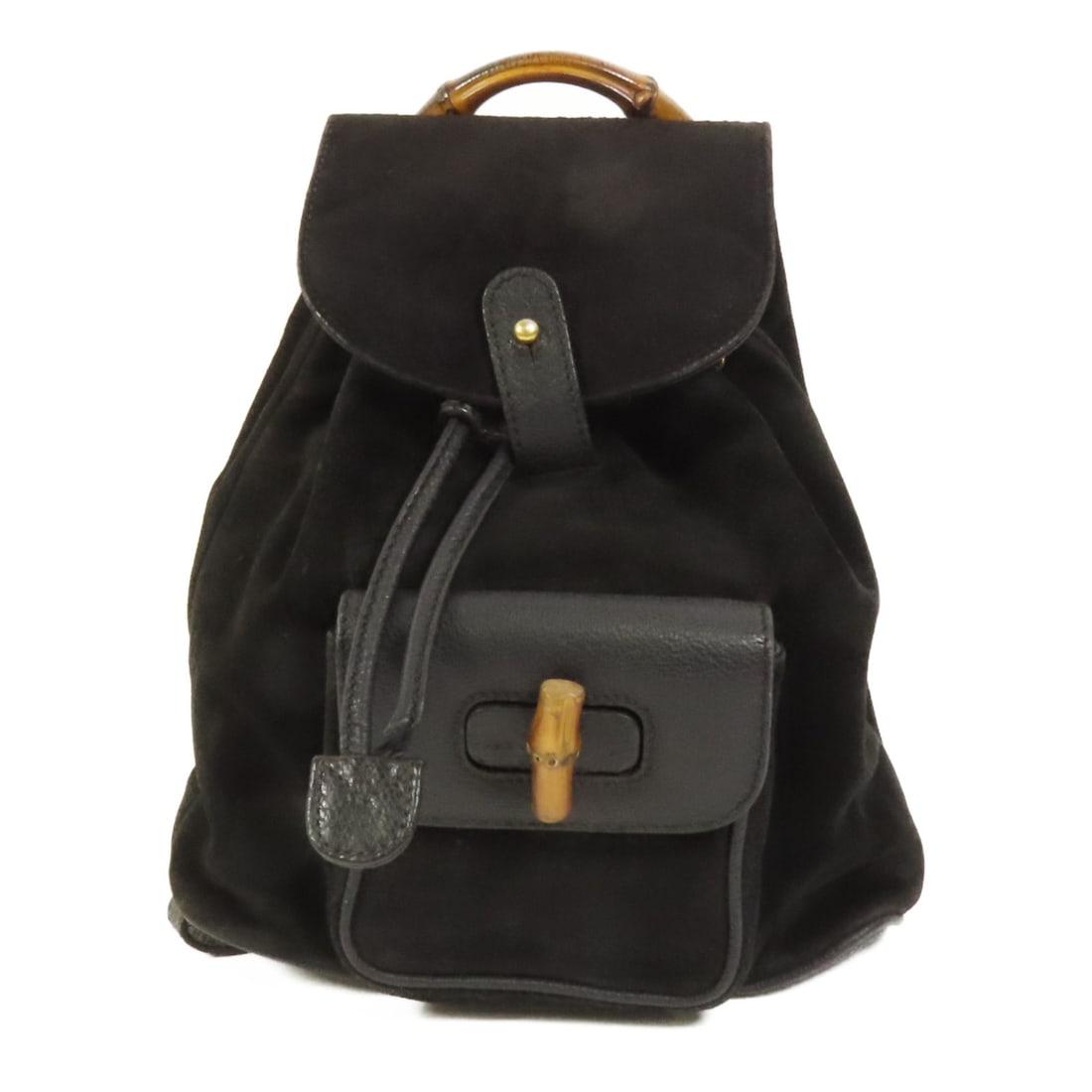 Gucci Black GG Vintage Calfskin and Suede Women's Backpack: Gucci Black GG Vintage Calfskin and Suede Women's Backpack This vintage GUCCI GG backpack is crafted from calfskin leather and suede in black. Designed for women, it features a rucksack backpack style