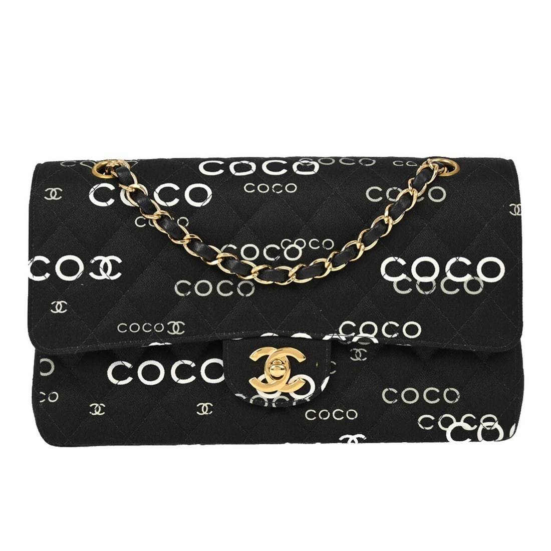 CHANEL Classic Double Flap Medium Shoulder Bag Black Caviar Skin: CHANEL Classic Double Flap Medium Shoulder Bag Black Caviar Skin Medium Chanel COCO Classic Double Flap shoulder bag in black canvas with a turn-lock closure and leather lining. This women's bag is ma