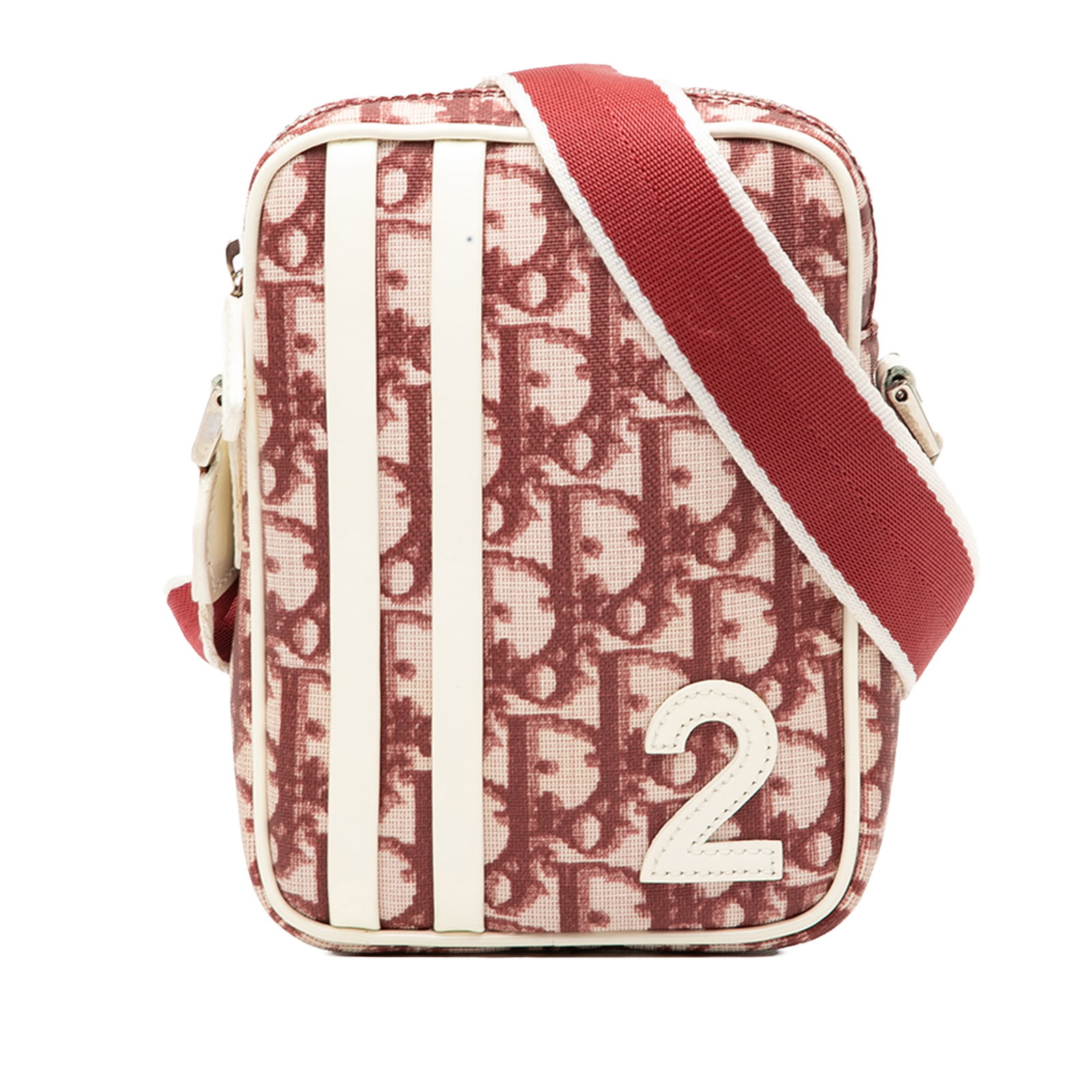 Dior Oblique Trotter No.2 Red Coated Canvas Crossbody Bag: Dior Oblique Trotter No.2 Red Coated Canvas Crossbody Bag This Dior Oblique Trotter No.2 crossbody bag showcases the iconic Dior Oblique pattern in red coated canvas with leather trim. It features an 