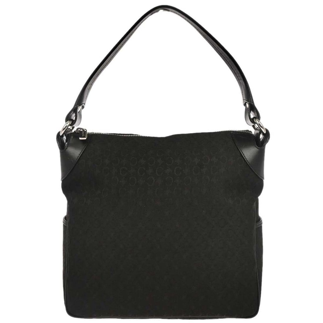 CELINE Macadam Top Handle Handbag in Black Satin and Leather (1 of 10)