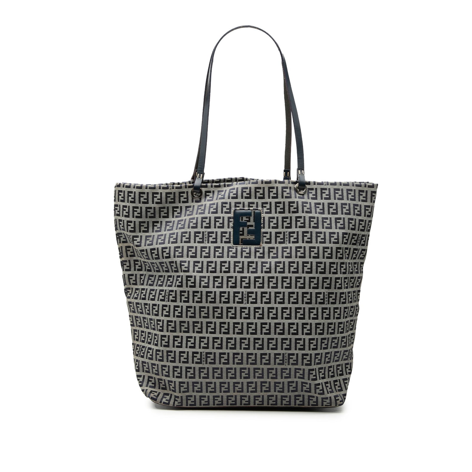 Gray Fendi Zucchino Tote Bag in Canvas with Leather Trim: Gray Fendi Zucchino Tote Bag in Canvas with Leather Trim Fendi Zucchino canvas tote in gray with leather trim and flat leather straps. The bag features an open top and an interior zip pocket. Conditio