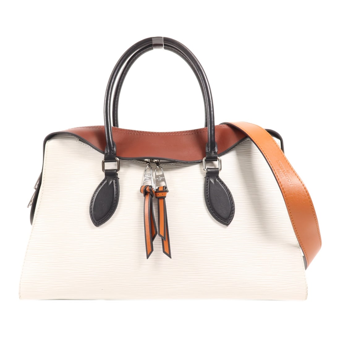 Louis Vuitton Tuileries Epi Leather 2 Way Shoulder Bag M53443: Louis Vuitton Tuileries Epi Leather 2 Way Shoulder Bag M53443 This Louis Vuitton Tuileries 2-way shoulder bag features a stylish combination of white, red, and black in durable Epi calfskin leather. D