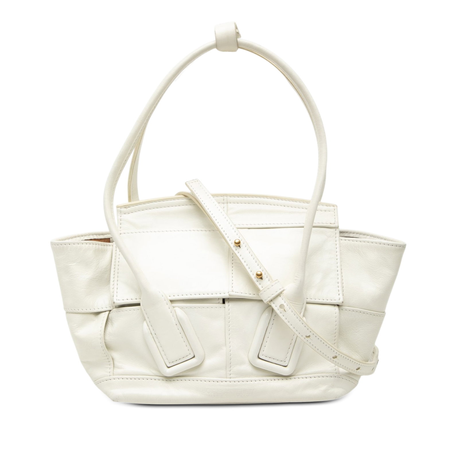 Bottega Veneta Arco Slouch Mini Leather Satchel White (1 of 7)
