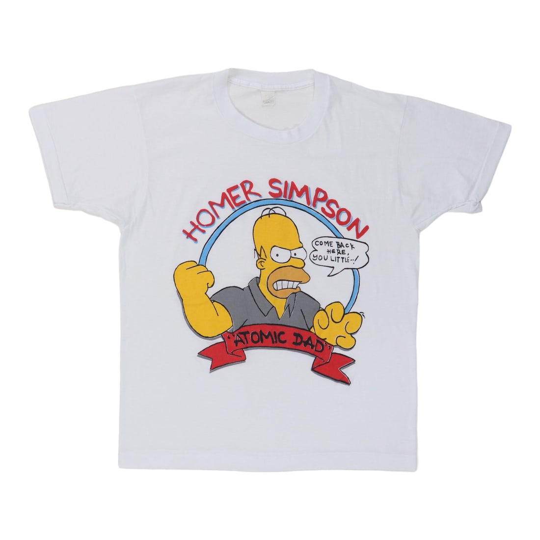 Vintage 1990s Homer Simpson Atomic Dad White Cotton Graphic T-Shirt (1 of 4)