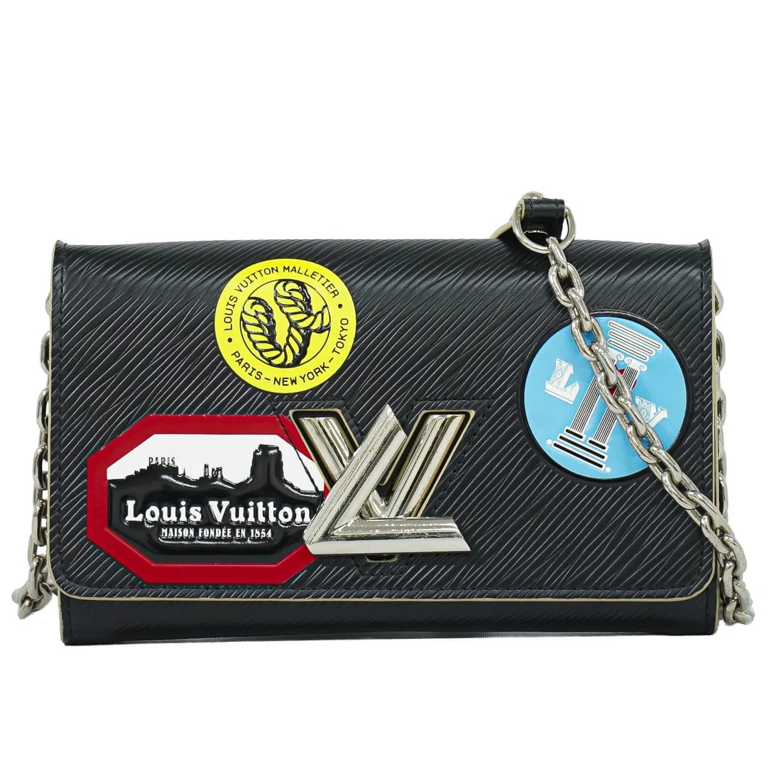 Louis Vuitton Twist Chain shoulder bag black leather: Louis Vuitton Twist Chain shoulder bag black leather Limited Edition World Tour Twist Chain bag in black leather. This Louis Vuitton piece is made in France and is presented in very good condition wit