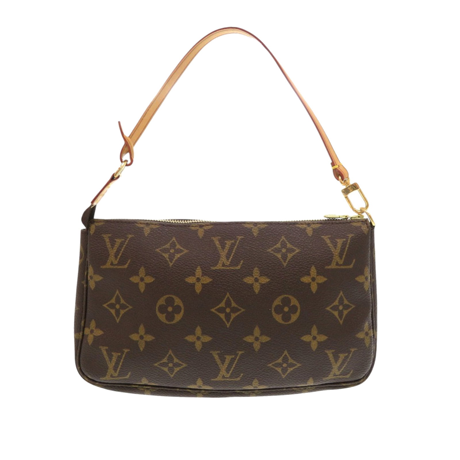 Louis Vuitton Monogram Canvas Pochette Accessoires Shoulder Bag Brown: Louis Vuitton Monogram Canvas Pochette Accessoires Shoulder Bag Brown This Louis Vuitton Monogram Pochette Accessoires features the signature monogram canvas body, a flat vachetta leather strap, and a