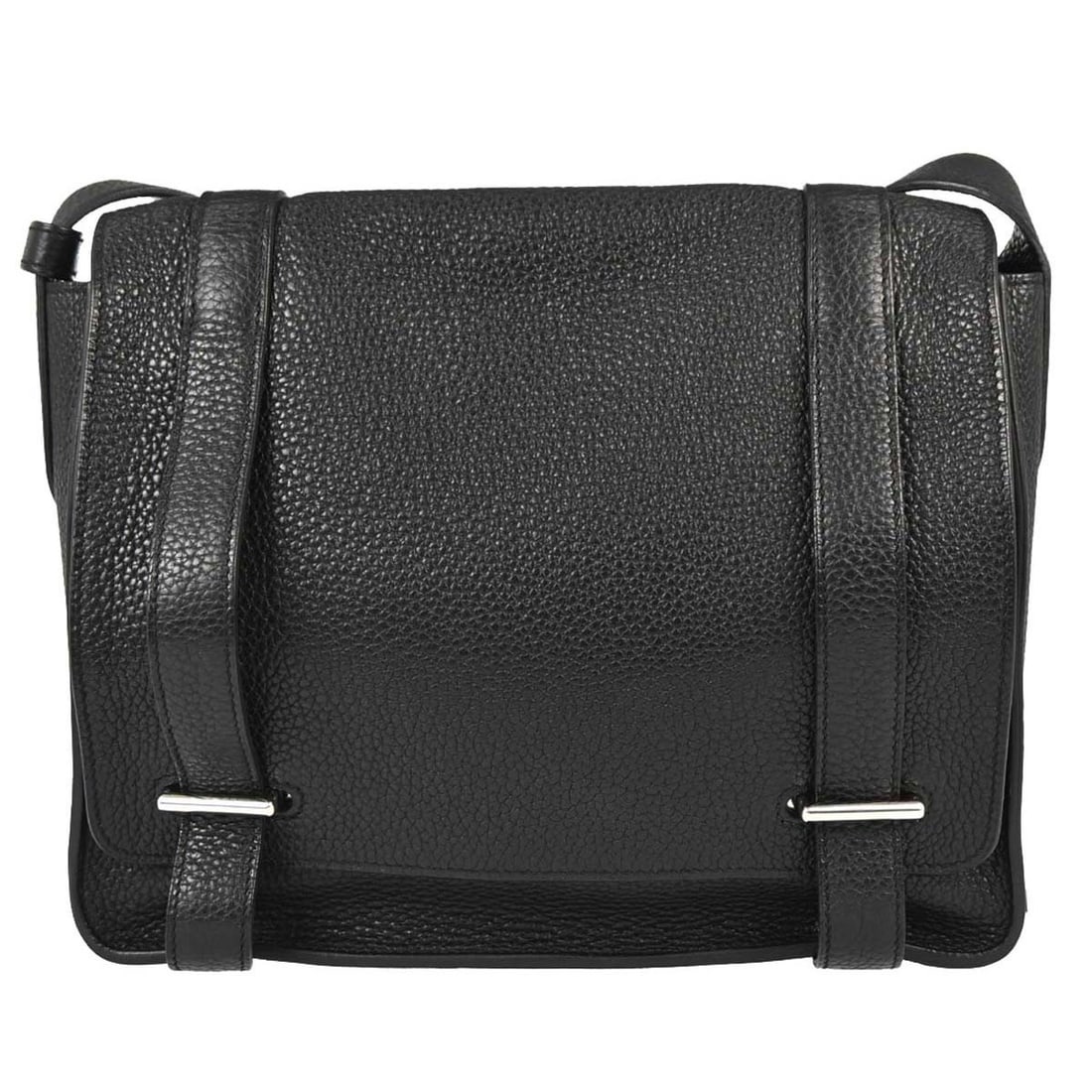 Hermes Steve Caporal 27 Black Taurillon Clemence Leather Shoulder Bag (1 of 15)
