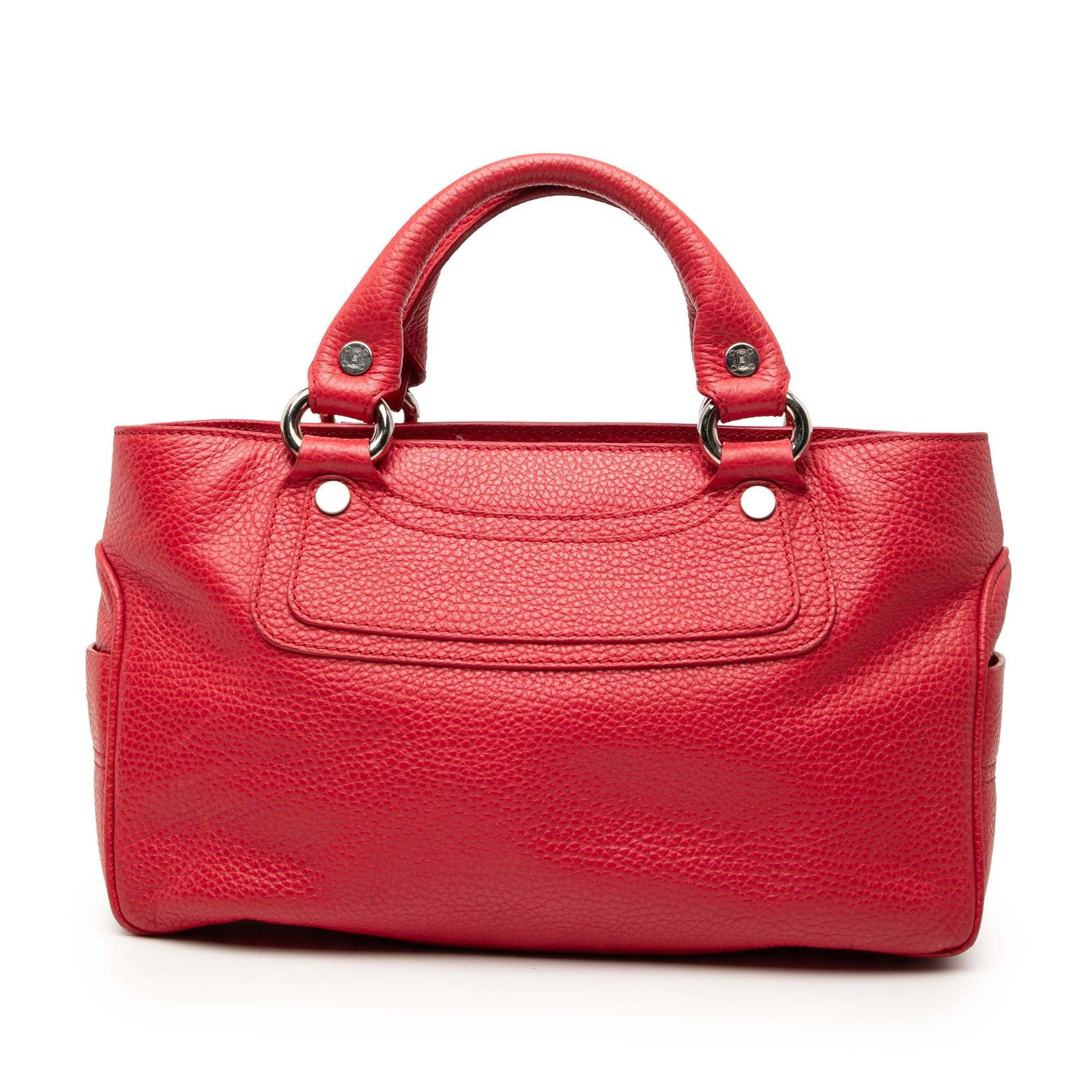 Celine Boogie red leather tote handbag: Celine Boogie red leather tote handbag This Celine Leather Boogie Handbag is crafted from red leather and features rolled leather handles, an open top, exterior side pockets, an interior zip compartme