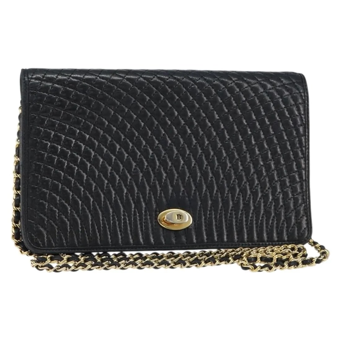 Bally Vintage Chain Shoulder Bag Black Quilted Leather: Bally Vintage Chain Shoulder Bag Black Quilted Leather This Bally vintage chain shoulder bag features quilted black leather and a classic design. The bag is designed for women and includes a chain sho