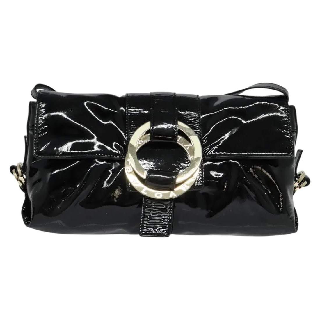 Bvlgari Chandra Flap Black Patent Leather Shoulder Bag (1 of 18)